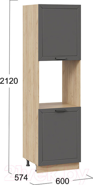 Изображение товара Шкаф-пенал кухонный ТриЯ Лорас 1П6 (дуб крафт золотой/холст вулкан)