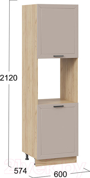 Изображение товара Шкаф-пенал кухонный ТриЯ Лорас 1П6 (дуб крафт золотой/холст латте)