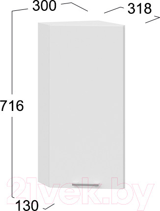 Изображение товара Шкаф навесной для кухни ТриЯ Габриэлла 1В3Т (белый/сноу)