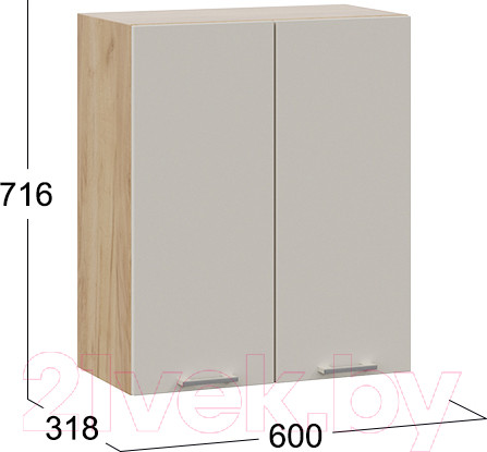 Изображение товара Шкаф навесной для кухни ТриЯ Габриэлла 1В6 (дуб крафт золотой/крем)