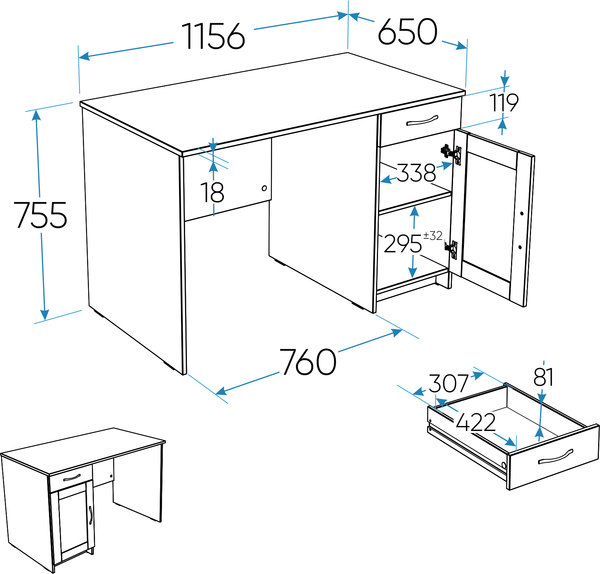 Изображение товара Письменный стол Mio Tesoro Кастор 116x65 2.03.06.030.3 (дуб сонома)
