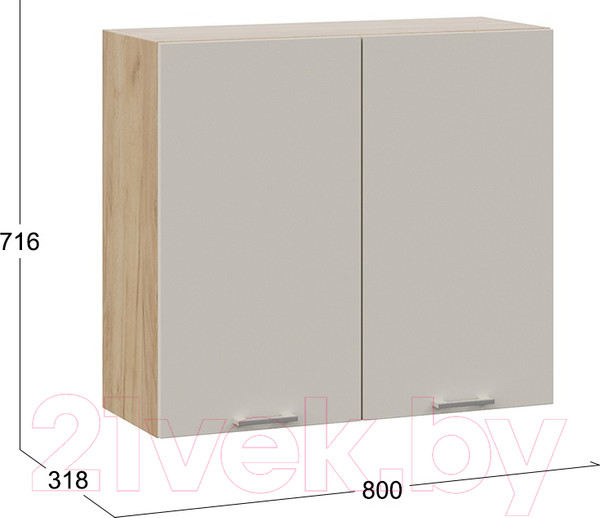 Изображение товара Шкаф навесной для кухни ТриЯ Габриэлла 1В8 (дуб крафт золотой/крем)