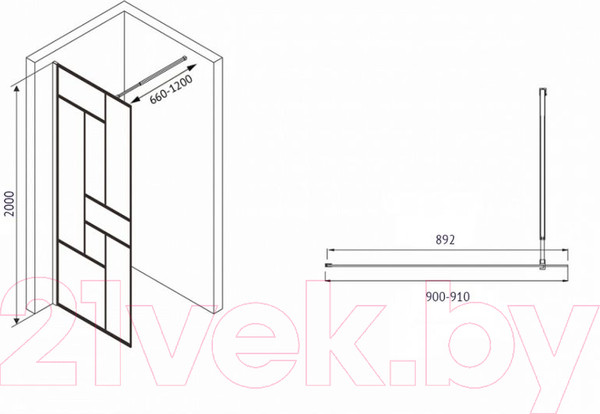 Изображение товара Душевая стенка Abber Immer Offen AG63090B