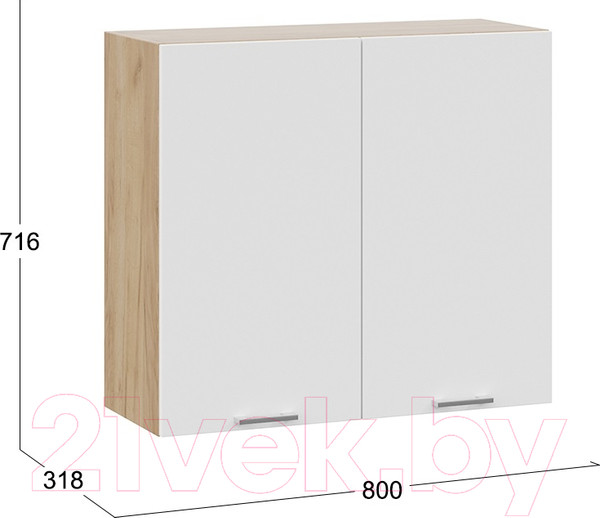 Изображение товара Шкаф навесной для кухни ТриЯ Габриэлла 1В8 (дуб крафт золотой/сноу)
