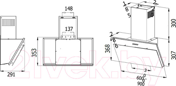 Изображение товара Вытяжка наклонная Evelux Wing 60 BG