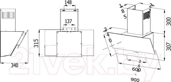 Изображение товара Вытяжка наклонная Evelux Billy 60 BG