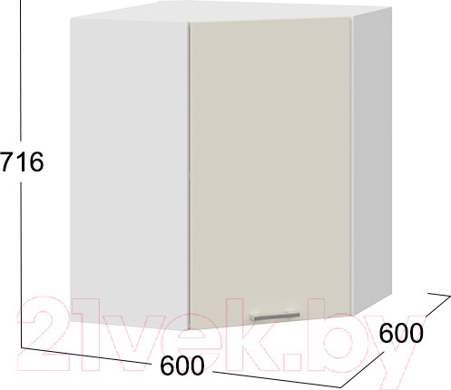 Изображение товара Шкаф навесной для кухни ТриЯ Габриэлла 1В6У (белый/крем)