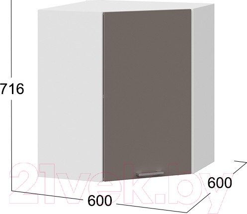 Изображение товара Шкаф навесной для кухни ТриЯ Габриэлла 1В6У (белый/муссон)