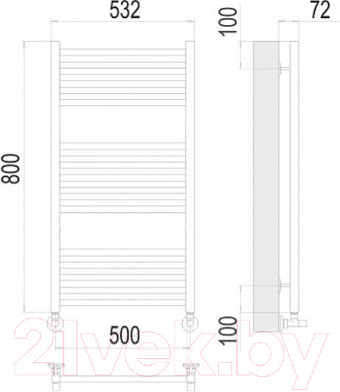 Изображение товара Полотенцесушитель водяной Terminus Аврора П16 500x800 (RAL 9003)