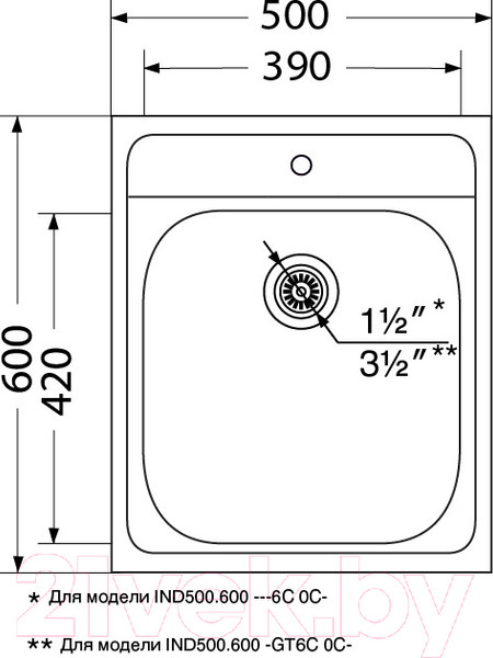 Изображение товара Мойка кухонная Ukinox Иннова IND500.600-GT6C 0C