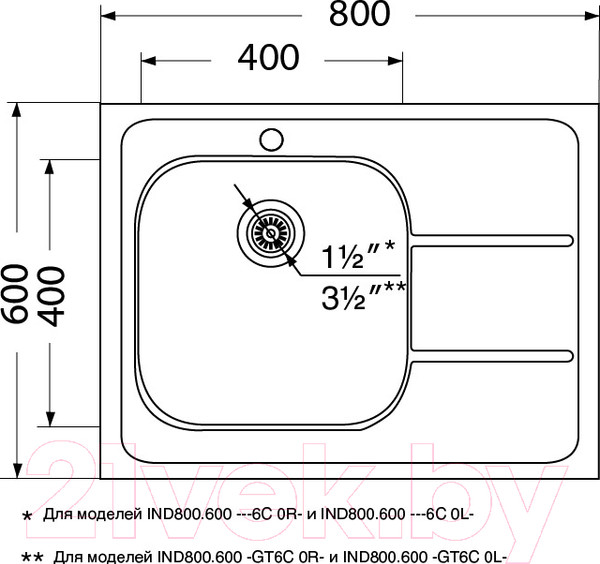Изображение товара Мойка кухонная Ukinox Иннова IND800.600-6C 0R