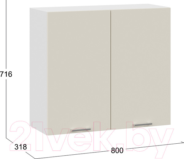 Изображение товара Шкаф навесной для кухни ТриЯ Габриэлла 1В8 (белый/крем)