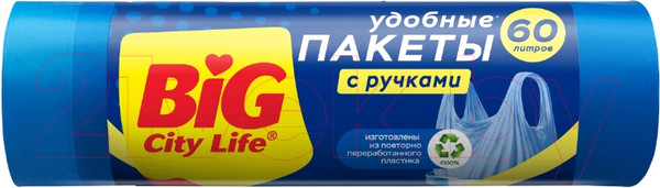 Изображение товара Пакеты для мусора Big City Life 60x85 с ручками 60л (20шт)
