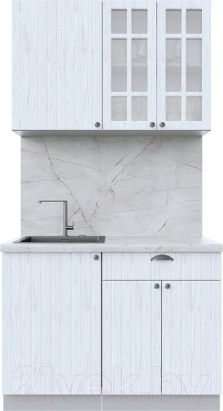 Изображение товара Кухонный гарнитур Интерлиния Берес 1.1А (дуб полярный/дуб полярный/серый каспий)