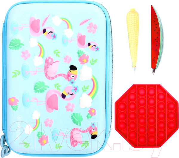 Изображение товара Пенал Darvish Flamingo + ручки и антистресс / DV-LCH802-24