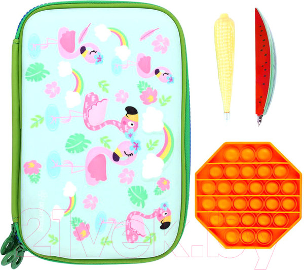 Изображение товара Пенал Darvish Flamingo + ручки и антистресс / DV-LCH802-23