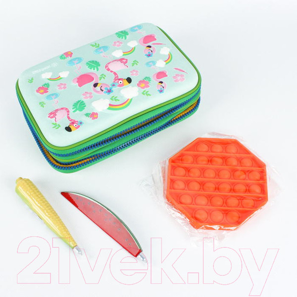 Изображение товара Пенал Darvish Flamingo + ручки и антистресс / DV-LCH802-23