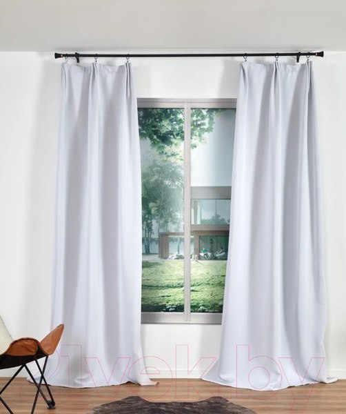 Изображение товара Шторы Casa Conforte Блэкаут 150x270 / 6176912 (2шт, однотонный бело-серый лента)