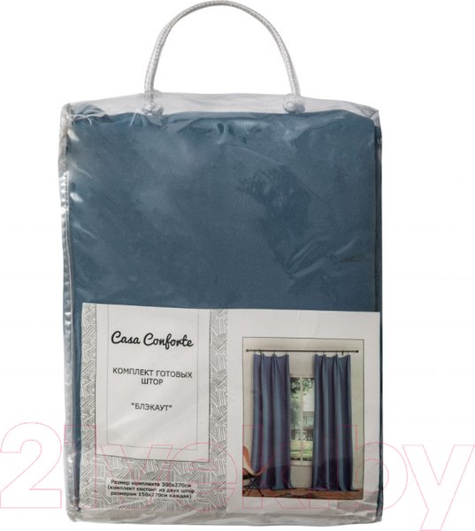 Изображение товара Шторы Casa Conforte Блэкаут 150x270 / 6176924 (2шт, однотонный ниагара лента)