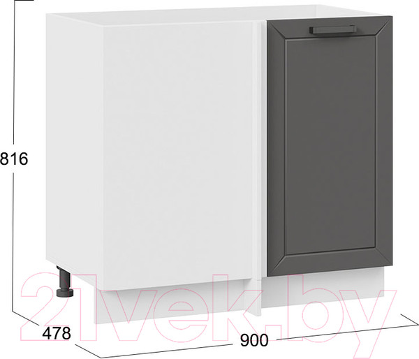 Изображение товара Шкаф под мойку ТриЯ Лорас 1Н9У (белый/холст вулкан)