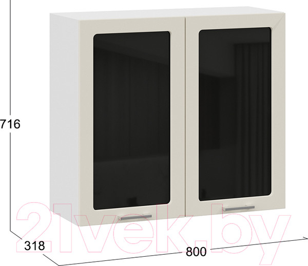 Изображение товара Шкаф навесной для кухни ТриЯ Габриэлла 1В8С (белый/крем)