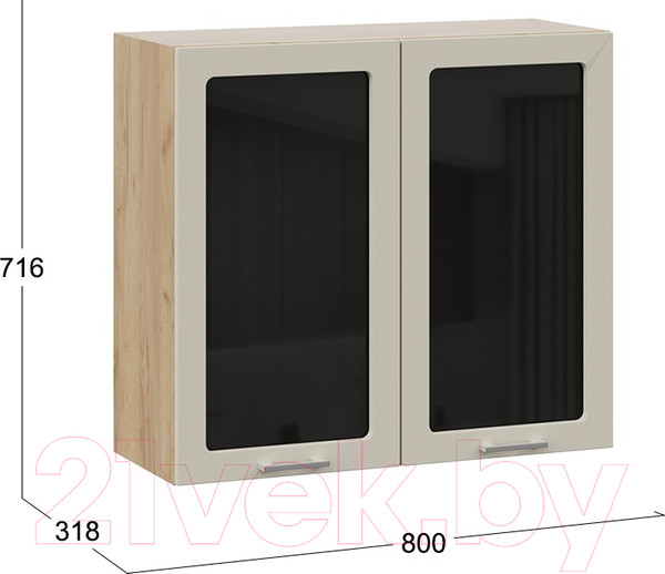 Изображение товара Шкаф навесной для кухни ТриЯ Габриэлла 1В8С (дуб крафт золотой/крем)