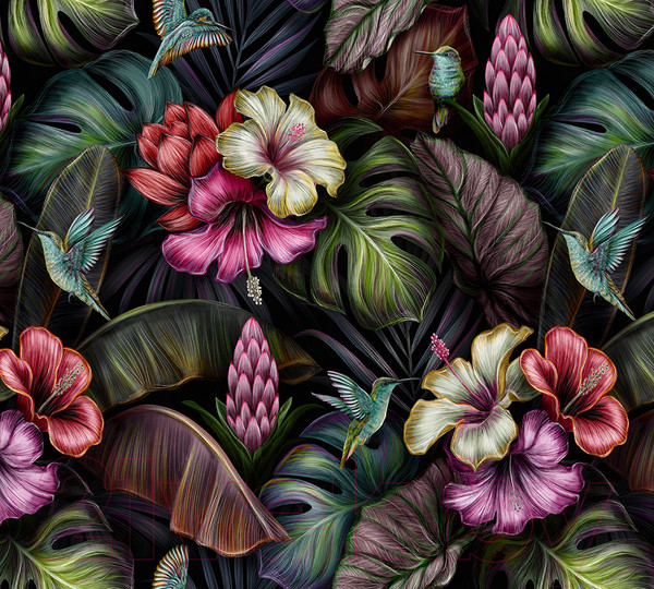 Изображение товара Фотообои листовые Vimala Тропические колибри (270x300)