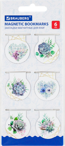 Изображение товара Набор закладок Brauberg Flowers / 113168 (6шт)