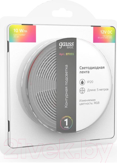 Изображение товара Светодиодная лента Gauss Basic BT055