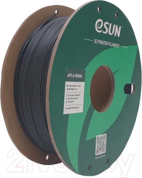 Изображение товара Пластик для 3D-печати eSUN ePLA-Matte / ePLA-Matte175DP1 (1.75мм, глубокий черный)
