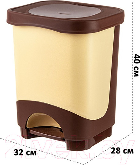 Изображение товара Контейнер для мусора El Casa Бинго / 640326 (18л, бежево-коричневый)