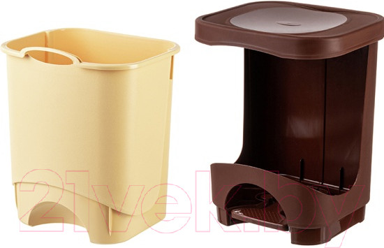 Изображение товара Контейнер для мусора El Casa Бинго / 640326 (18л, бежево-коричневый)
