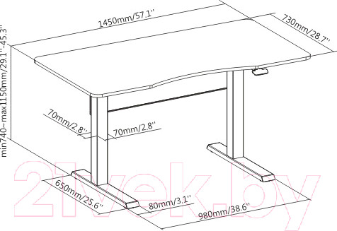 Изображение товара Письменный стол Ergosmart Air Desk L (белый)