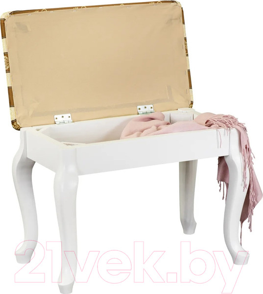 Изображение товара Банкетка Мебелик Ретро с ящиком (белый/полоса коричневый)