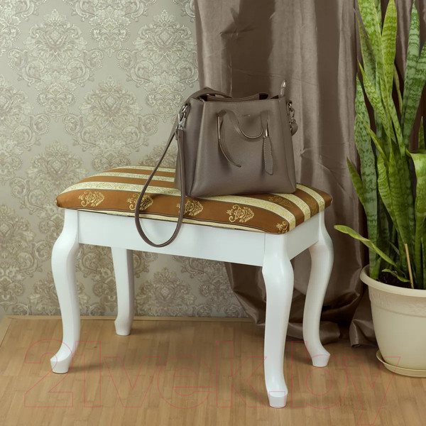 Изображение товара Банкетка Мебелик Ретро с ящиком (белый/полоса коричневый)