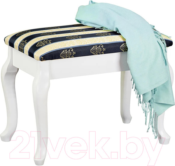 Изображение товара Банкетка Мебелик Ретро с ящиком (белый/полоса синий)