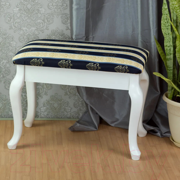 Изображение товара Банкетка Мебелик Ретро с ящиком (белый/полоса синий)