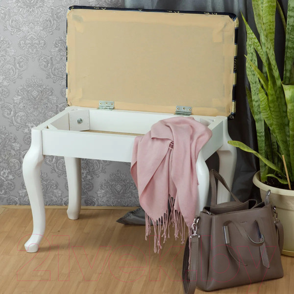 Изображение товара Банкетка Мебелик Ретро с ящиком (белый/полоса синий)