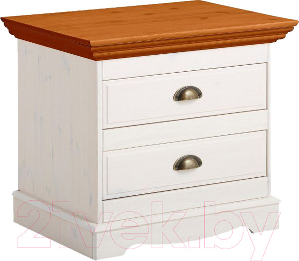Изображение товара Прикроватная тумба Dipriz Claudia 2ящ Д.1400.1 (белый воск/медовый)