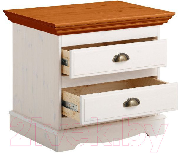 Изображение товара Прикроватная тумба Dipriz Claudia 2ящ Д.1400.1 (белый воск/медовый)