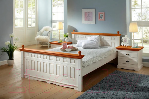 Изображение товара Прикроватная тумба Dipriz Claudia 2ящ Д.1400.1 (белый воск/медовый)