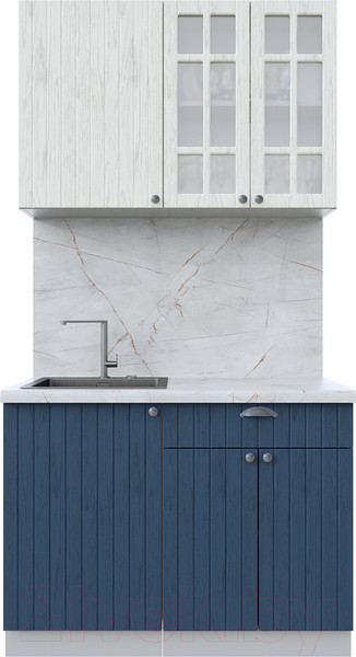 Изображение товара Кухонный гарнитур Интерлиния Берес 1.1А (дуб снежный/дуб королевский/серый каспий)