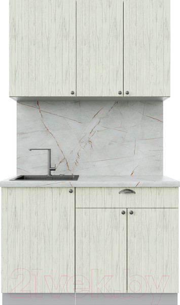 Изображение товара Кухонный гарнитур Интерлиния Берес 1.2А (дуб снежный/дуб снежный/серый каспий)