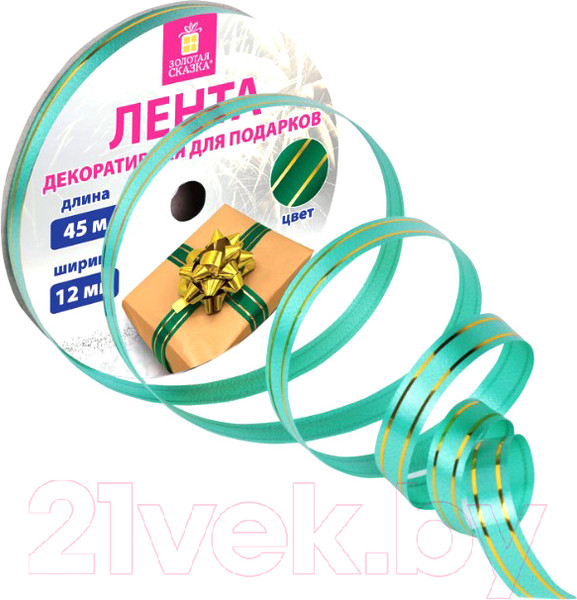 Изображение товара Лента декоративная Золотая сказка 591826 (зеленый/золотой)