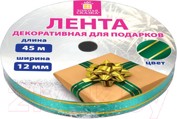 Изображение товара Лента декоративная Золотая сказка 591826 (зеленый/золотой)
