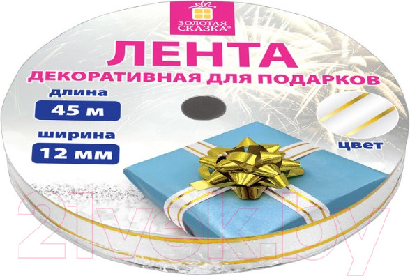 Изображение товара Лента декоративная Золотая сказка 591824 (белый/золотой)