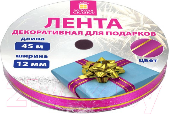 Изображение товара Лента декоративная Золотая сказка 591825 (розовый/золотой)
