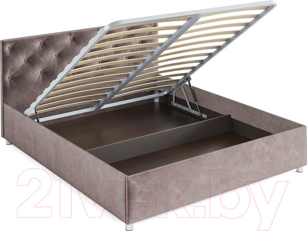 Изображение товара Полуторная кровать Mebel-Ars Классик 140 (бархат серо-шоколадный/Star Velvet 60 Coffee)