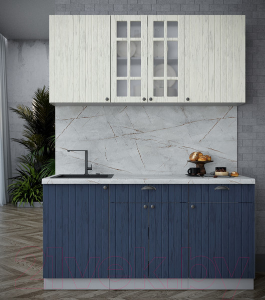 Изображение товара Кухонный гарнитур Интерлиния Берес 1.6А (дуб снежный/дуб королевский/серый каспий)