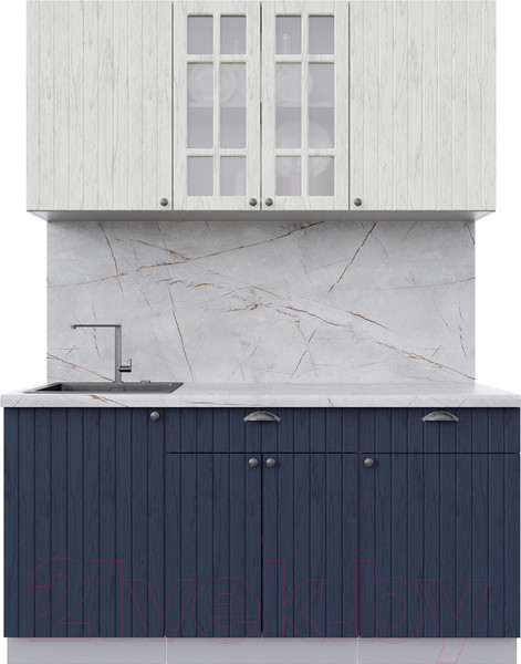 Изображение товара Кухонный гарнитур Интерлиния Берес 1.6А (дуб снежный/дуб королевский/серый каспий)